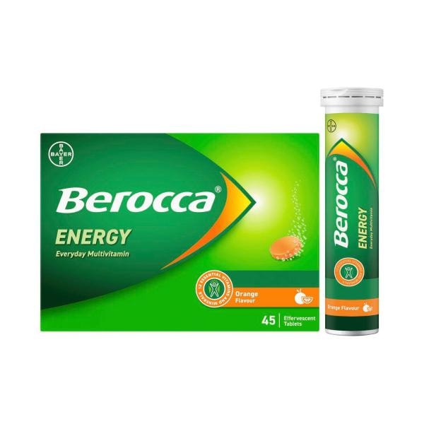 Berocca Energy Vitamin B & C Orange Flavour Effervescent Tablets | 45 Pack