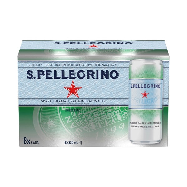 Sanpellegrino Natural Sparkling Cans 8x330mL | 8 pack