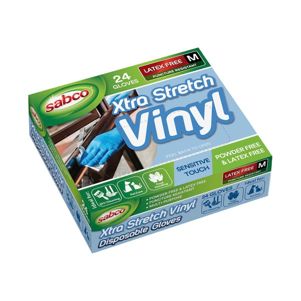 Sabco Xtra Stretch Disposable Gloves Medium | 24 pack