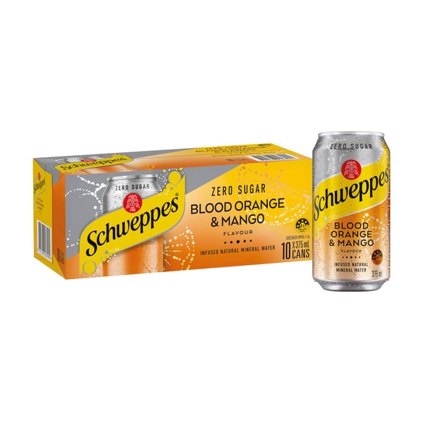 Schweppes Zero Sugar Grapefruit Infused Mineral Water Cans Multipack 375mL x 10 Pack | 10 pack