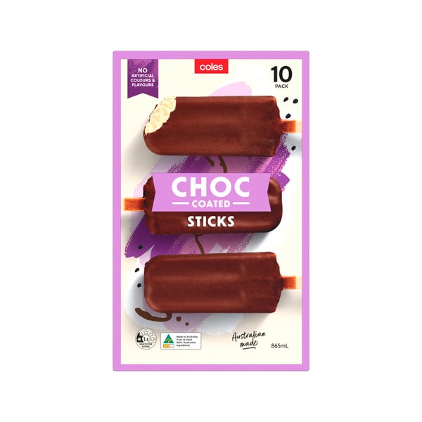 Coles Chocolate Coated Ice Creams 10 Pack | 865mL