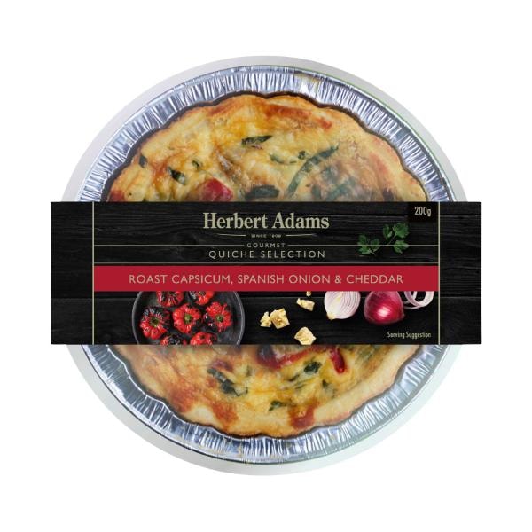 Herbert Adams Roasted Capsicum Spanish Onion Cheddar Quiche | 200g