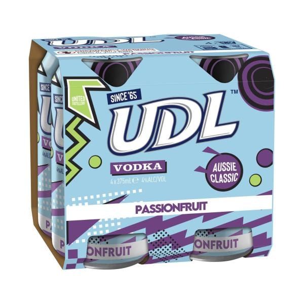 UDL Vodka & Passionfruit Can 375mL | 4 Pack
