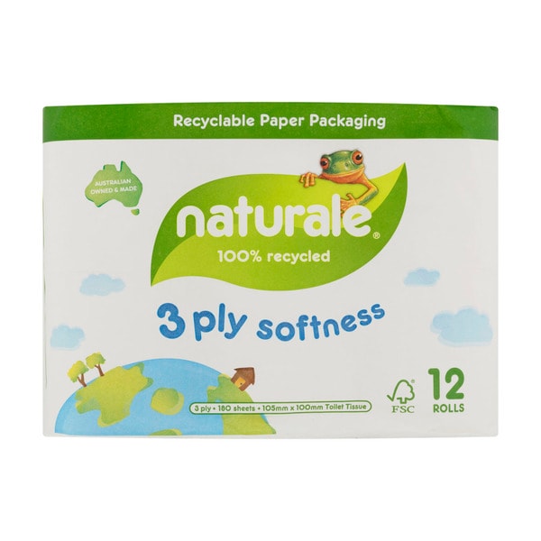 Naturale 3Ply 100% Recycled Toilet Tissue | 12 pack