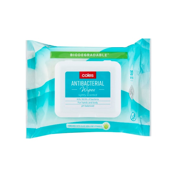 Coles Anti Bacterial Biodegradable Hand And Body Wipes | 30 pack