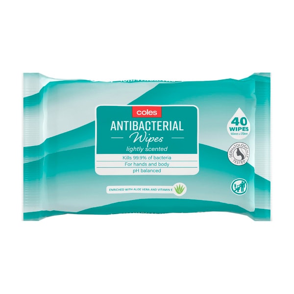 Coles Anti Bacterial Hand And Body Wipes | 40 pack