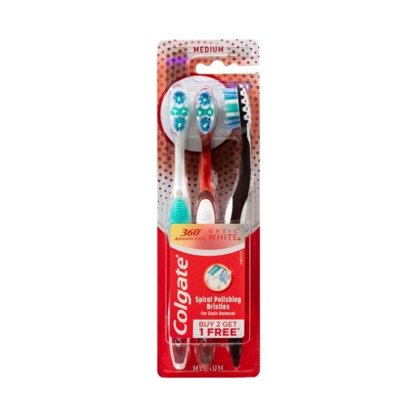 Colgate 360 Optic White Toothbrush Medium | 3 pack