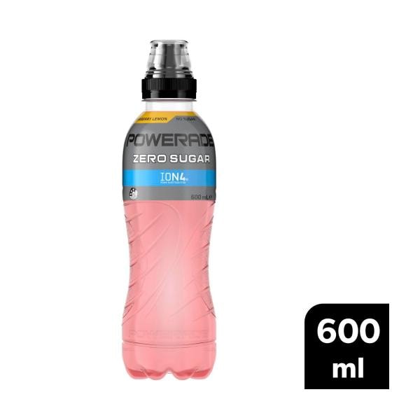 Powerade Zero Sugar Strawberry & Lemon Sports Drink Sipper Cap Bottle | 600mL