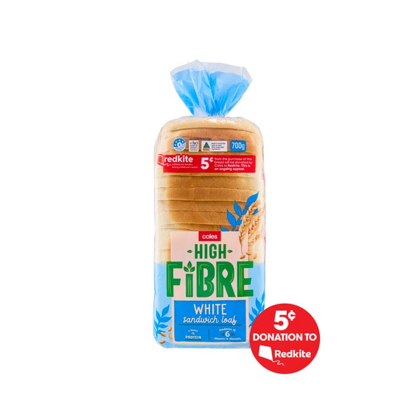 Coles High Fibre White Sandwich Bread | 700g