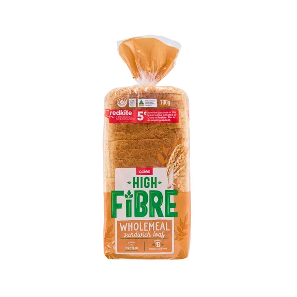Coles High Fibre Wholemeal Bread | 700g