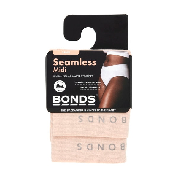 Bonds WOMENS SEAMLESS MIDI BRIEF SIZE 14 | 2 pack