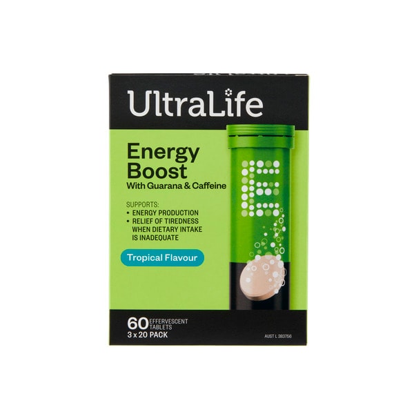 Ultra Life Effervescent Energy Tropical Tablets | 60 pack