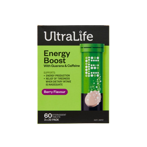 Ultra Life Effervescent Energy Berry Tablets | 60 pack