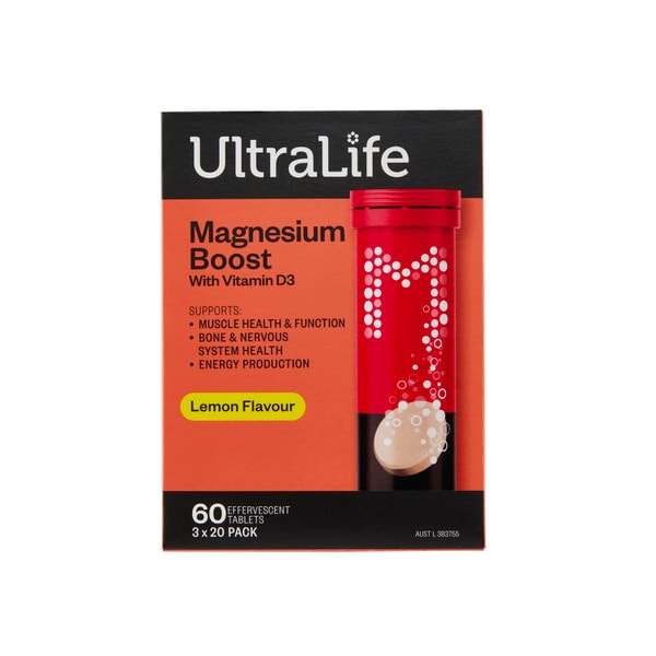 Ultra Life Effervescent Magnesium Lemon Tablets | 60 pack
