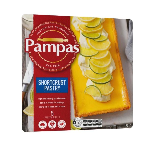 Pampas Frozen Shortcrust Pastry Sheets 5 pack | 1kg