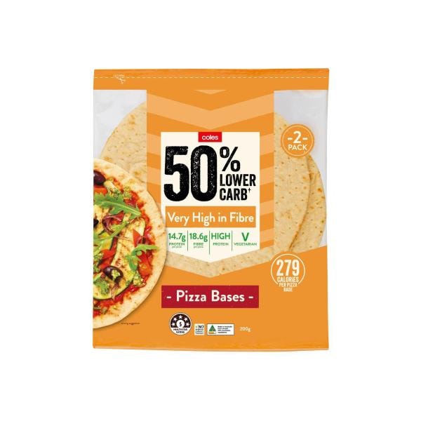 Coles Low Carb High Protein Pizza Base 2 pack | 200g