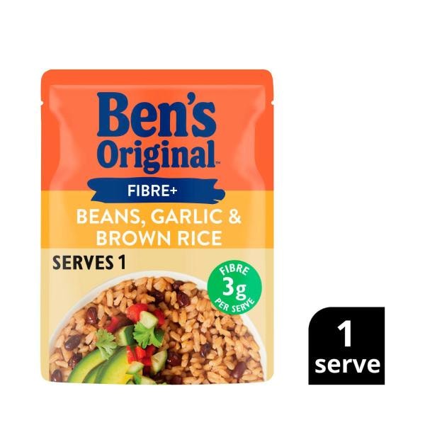 Ben's Original Rice Fibre Beans Garlic And Brown Rice Pouch | 180g