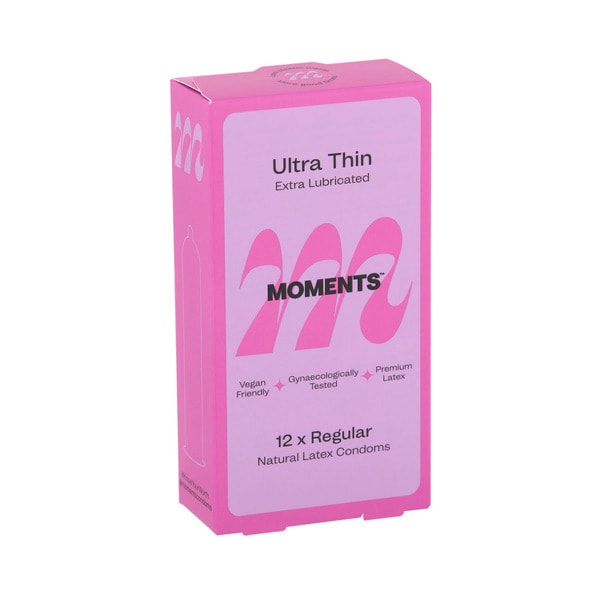Moments Ultra Thin Regular Extra Lubricated Condoms | 12 pack