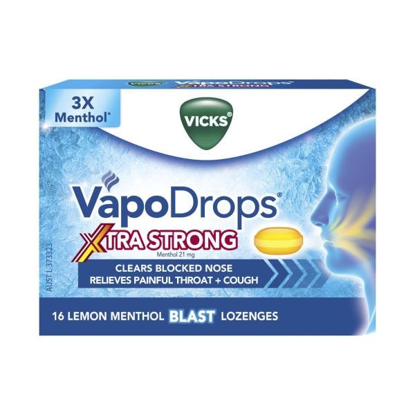 Vicks Extra Strong Lemon Menthol Lozengers | 16 pack