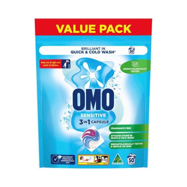 OMO Sensitive 3 in 1 Laundry Capsules 50 Washes | 50 pack