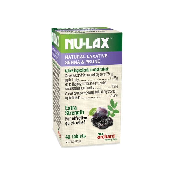 Nulax Extra Strength Senna & Prune Tablets | 40 pack