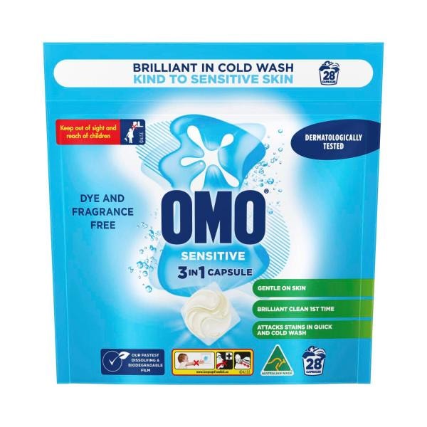 OMO Sensitive 3 in 1 Laundry Capsules 28 Washes | 28 pack