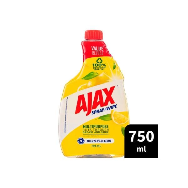 Ajax Spray N Wipe Lemon Citrus 5 in 1 Multi Purpose Cleaner Refill Pack | 750mL