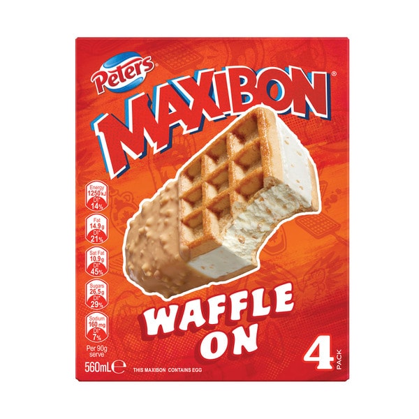 Peters Maxibon Waffle On Ice Cream 4 Pack | 560mL