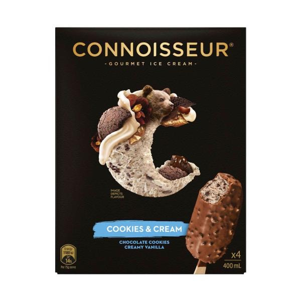 Connoisseur Ice Cream Cookies & Cream 4 Pack | 400mL