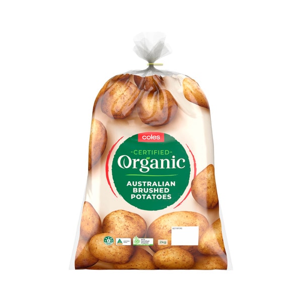 Coles Organic Brushed Potatoes Prepacked | 2kg