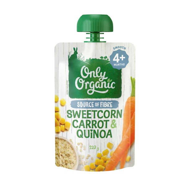 Only Organic Sweetcorn Carrot & Quinoa Baby Food Pouch 4+Month | 120g