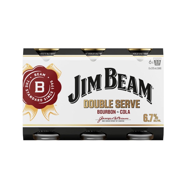 Jim Beam Double Serve Can 375mL | 6 Pack