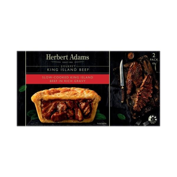 Herbert Adams Frozen Gourmet King Island Beef In Rich Gravy Pie  2 pack | 420g
