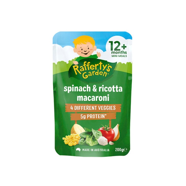 Rafferty's Garden Spinach & Ricotta Macaroni Mini Meal Baby Food Pouch 12+ Months | 200g
