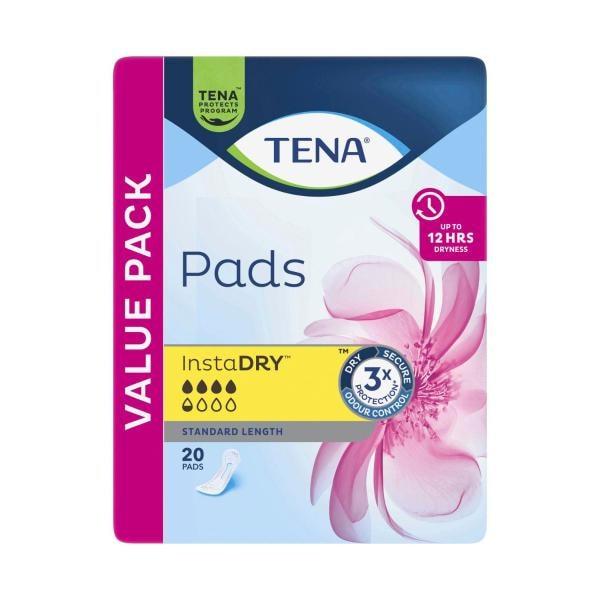 Tena Insta Dry Standard Length Incontinence Pads | 20 pack