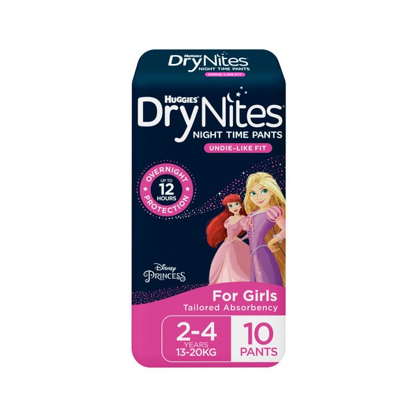 DryNites Night Time Pants for Girls 2-4 Years (13-20kg) | 10 pack