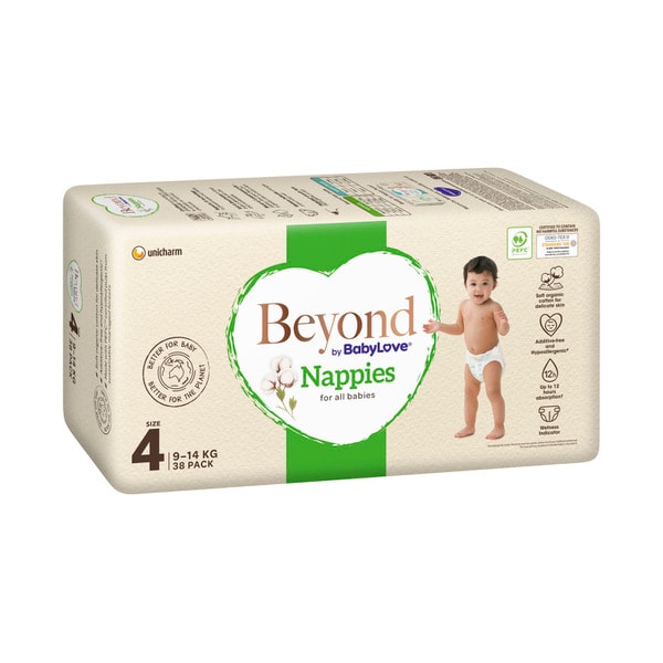 Beyond By Babylove Nappies Size 4 (9-14Kg) | 38 pack