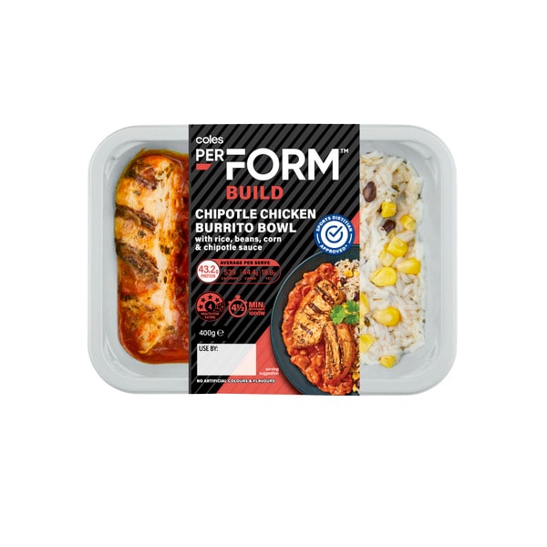 Coles Perform Build Chipotle Chicken Burrito Bowl | 400g