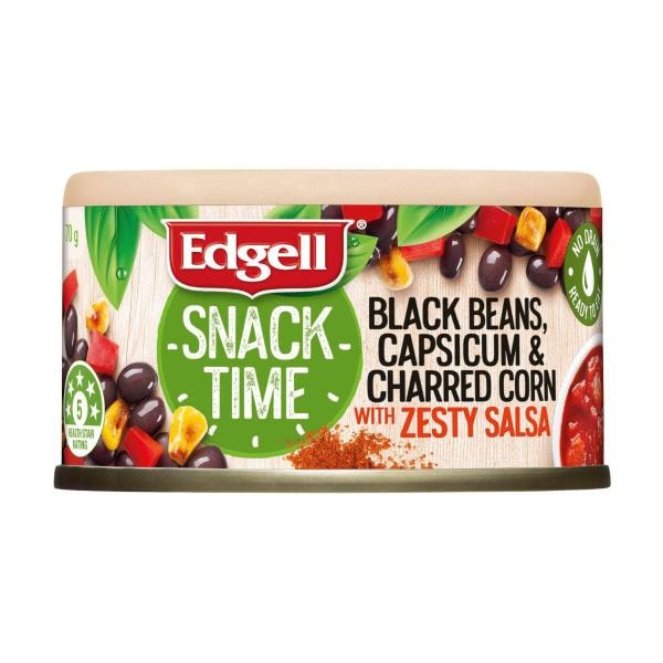 Edgell Snack Time Black Beans Capsicum & Charred Corn With Zesty Salsa | 70g