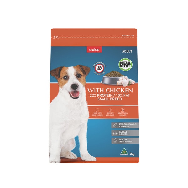 Coles Adult Small Breed Dry Dog Food With Chicken | 3kg