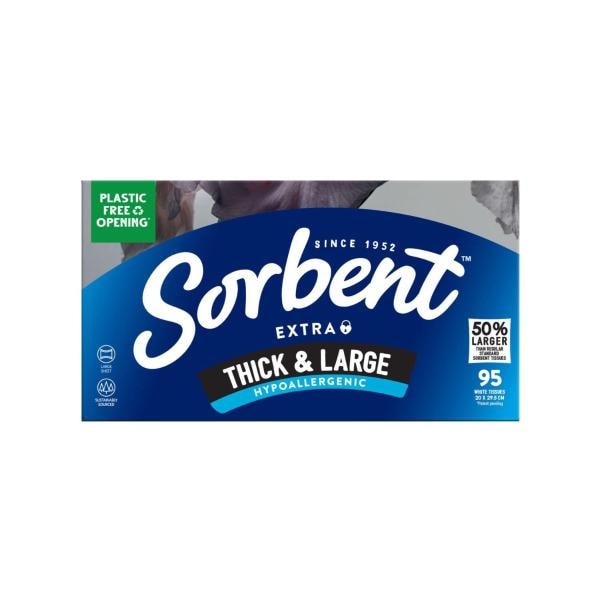 Sorbent Facial Tissues Thick N Large Hypo Allergenic | 95 pack