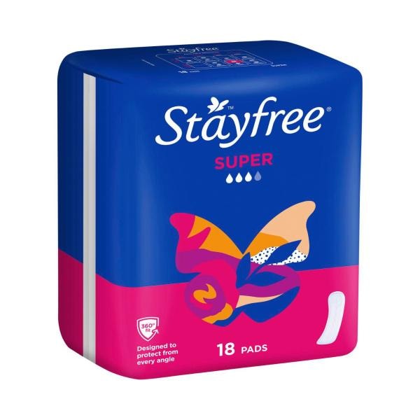 Stayfree Fast Absorbing Super Pads | 18 pack