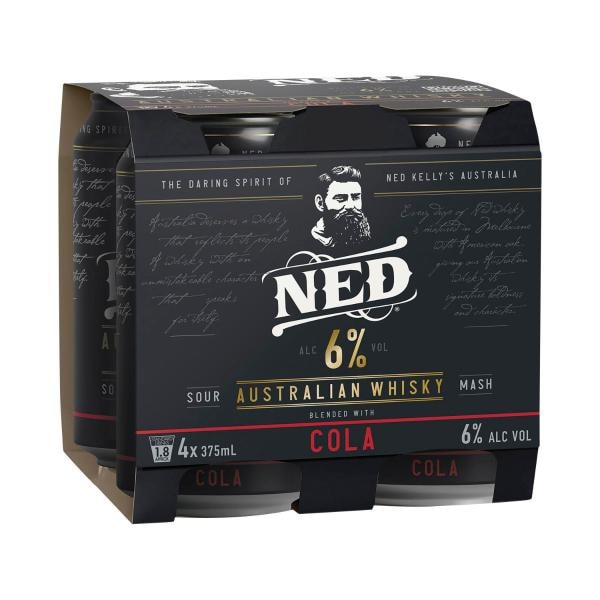 Ned Australian Whisky & Cola Can 375mL | 4 Pack