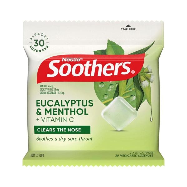 Soothers Eucalyptus & Menthol Throat Lozenges 3X10 Multipack  | 3 pack