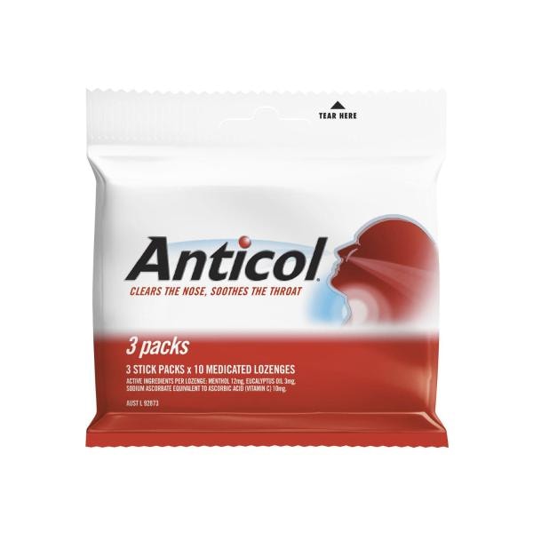 Anticol Medicated Throat Lozenges 3X10 Multipack  | 3 pack