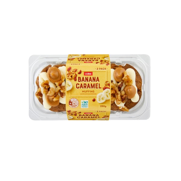 Coles Banana Caramel Muffins 2 Pack | 250g