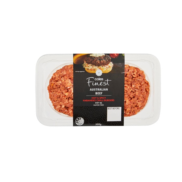 Coles Finest Hot & Spicy Beef Burgers 2 Pack | 300g