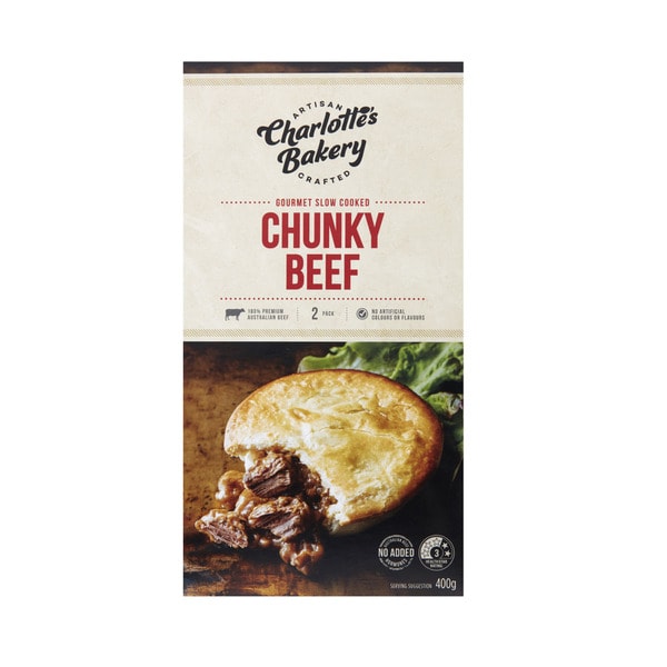 Charlotte's Bakery Slow Cooked Beef Pies 2 Pack | 400g