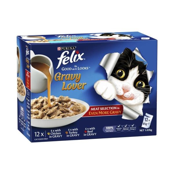 Felix Gravy Lovers Meat Selection Cat Food 12x85g | 12 pack