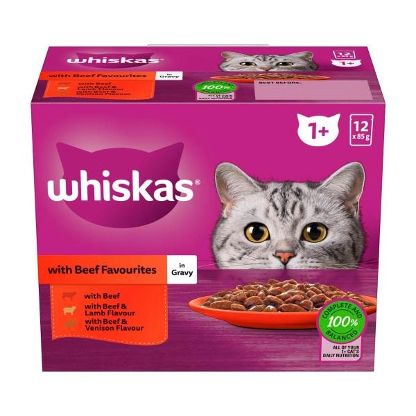 Whiskas Favourites Beef In Gravy Cat Food 12x85g | 12 pack